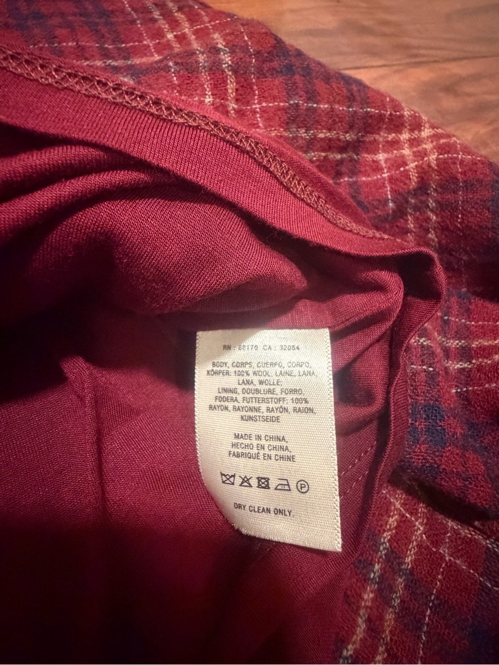 Maeve by Anthropologie Red Plaid Flared Midi Skirt wool, rayon blend sizes 8 - Picture 5 of 13